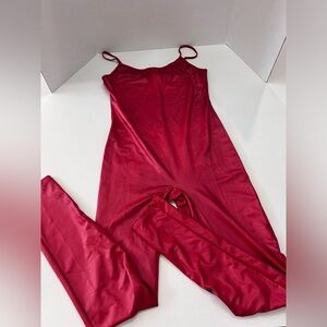 Image Nation Red Faux Leather Jumpsuit Women’s Large‎